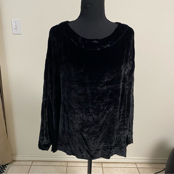 Bryn Walker Blouse Women’s Size Medium Black Velvet Silk Blend Long Sleeve Top - Picture 1 of 14